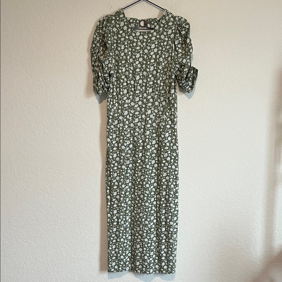 Free People Green Floral Open Back Midi Dress - Picture 3 of 10